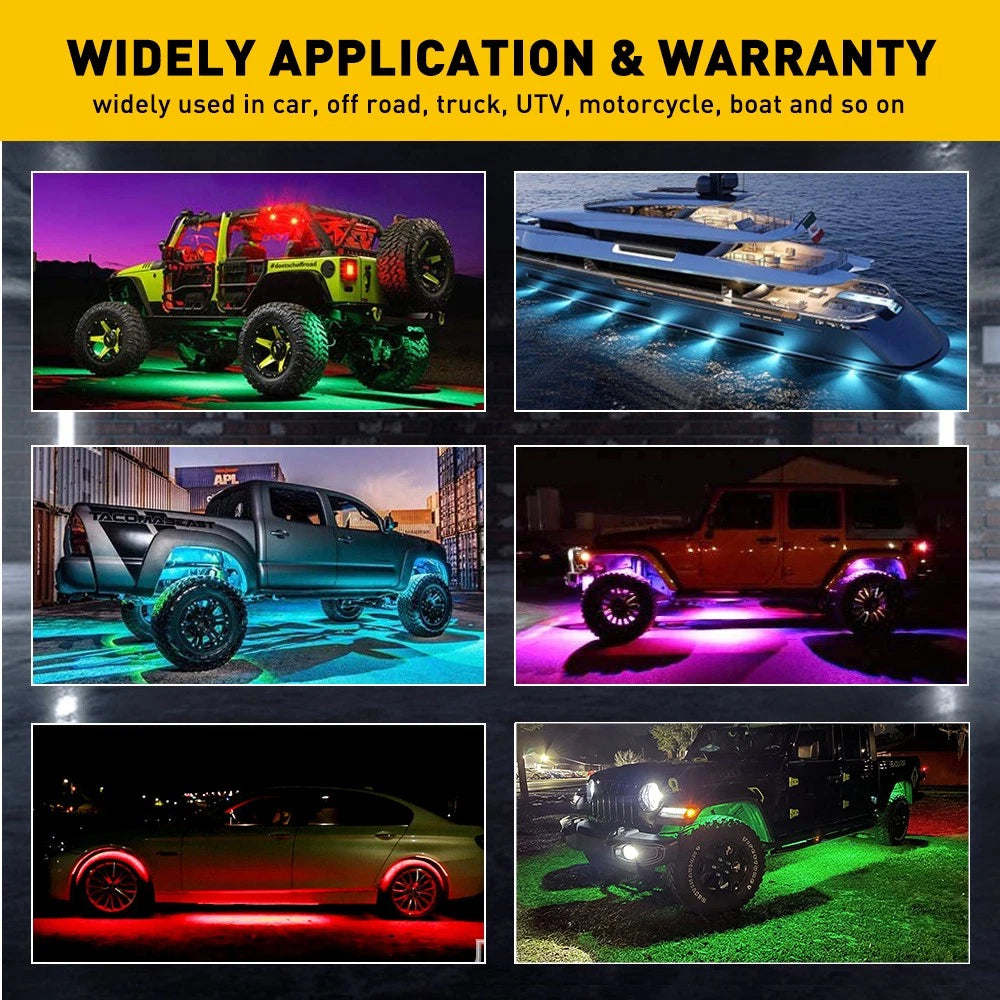 6PCS Dream RGB Color Underglow LED Light Neon Kit Bluetooth Strip For Car Truck