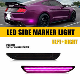 2x Rear Bumper LED Side Marker Light for 2015-2023 Ford Mustang Pink Purple Lamp