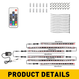 6PCS Dream RGB Color Underglow LED Light Neon Kit Bluetooth Strip For Car Truck