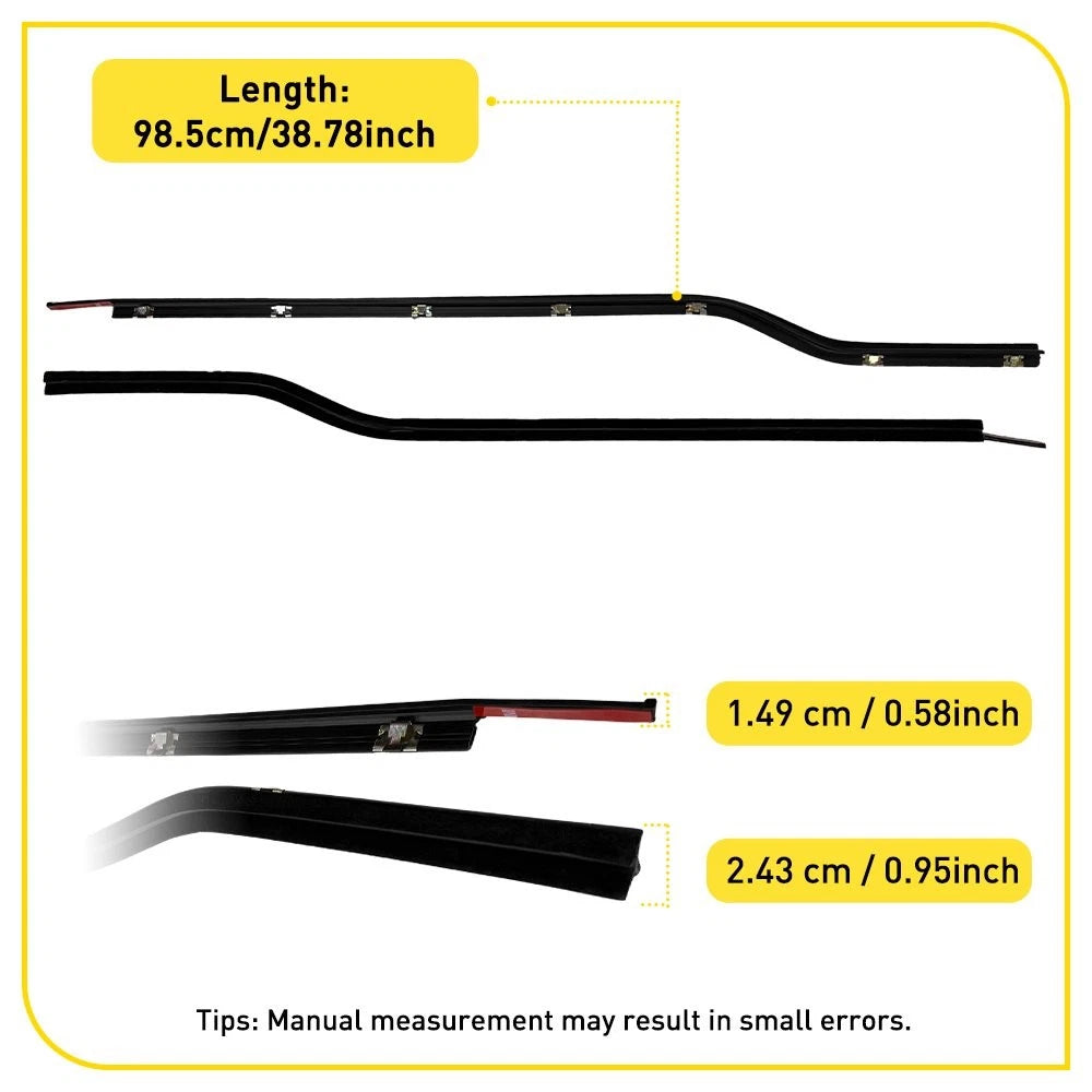 For 1989-1998 Chevrolet Tracker Door Window Weather Sealing Belt Strip Trim Pair