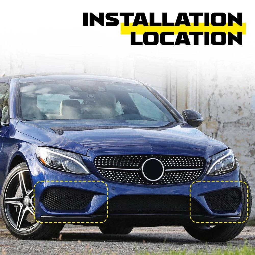 Front Left Right Bumper Fog Light Cover Grille for Mercedes Benz C300 2015-2018