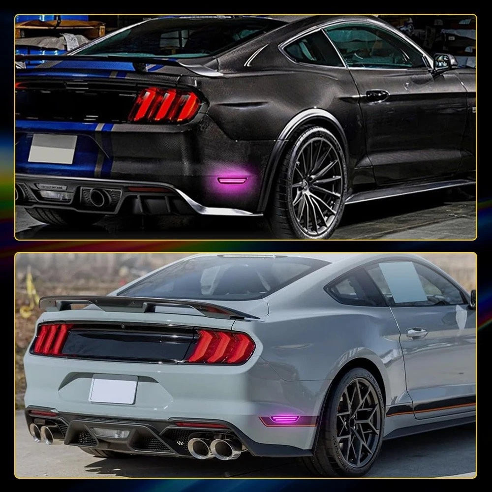 2x Rear Bumper LED Side Marker Light for 2015-2023 Ford Mustang Pink Purple Lamp