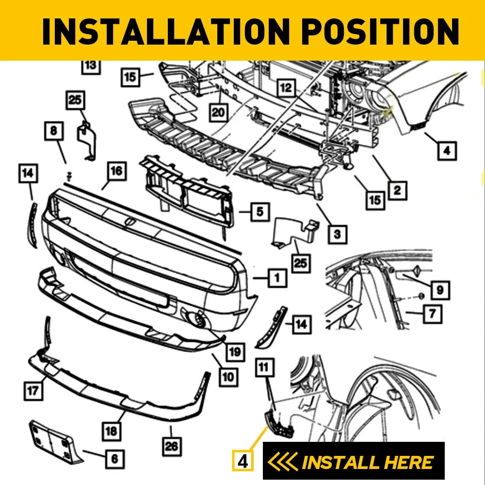 For CHRYSLER 2011-2020 300 Front Brackets Bumper Support Pair L&R Retainer Pair