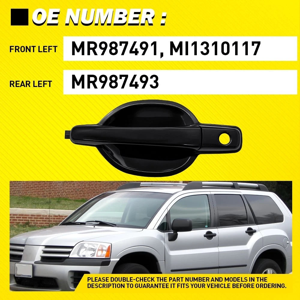 2-2X Black Outside Door Handle for 2004-2011 Mitsubishi Endeavor Front&Rear Left