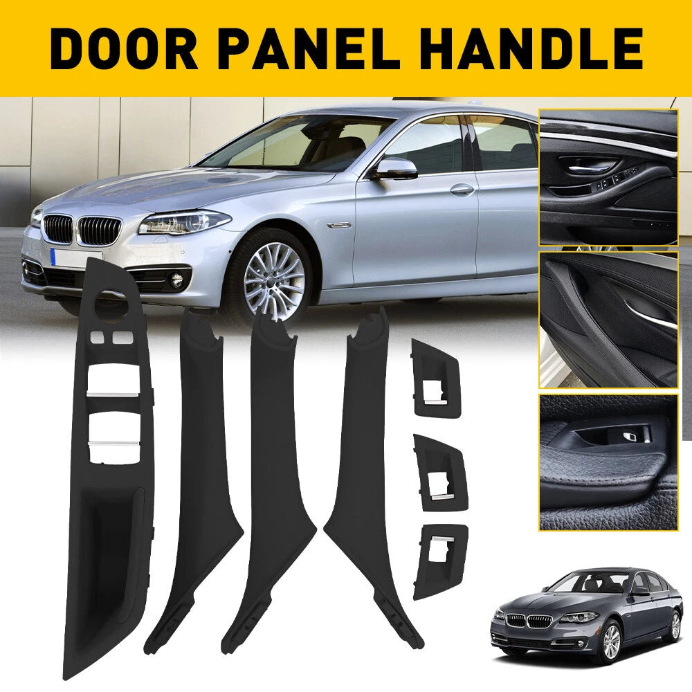 Inner Door Panel Handle Pull Cover Trim Fit Set BMW 5 Series F10 F11 F18 Black