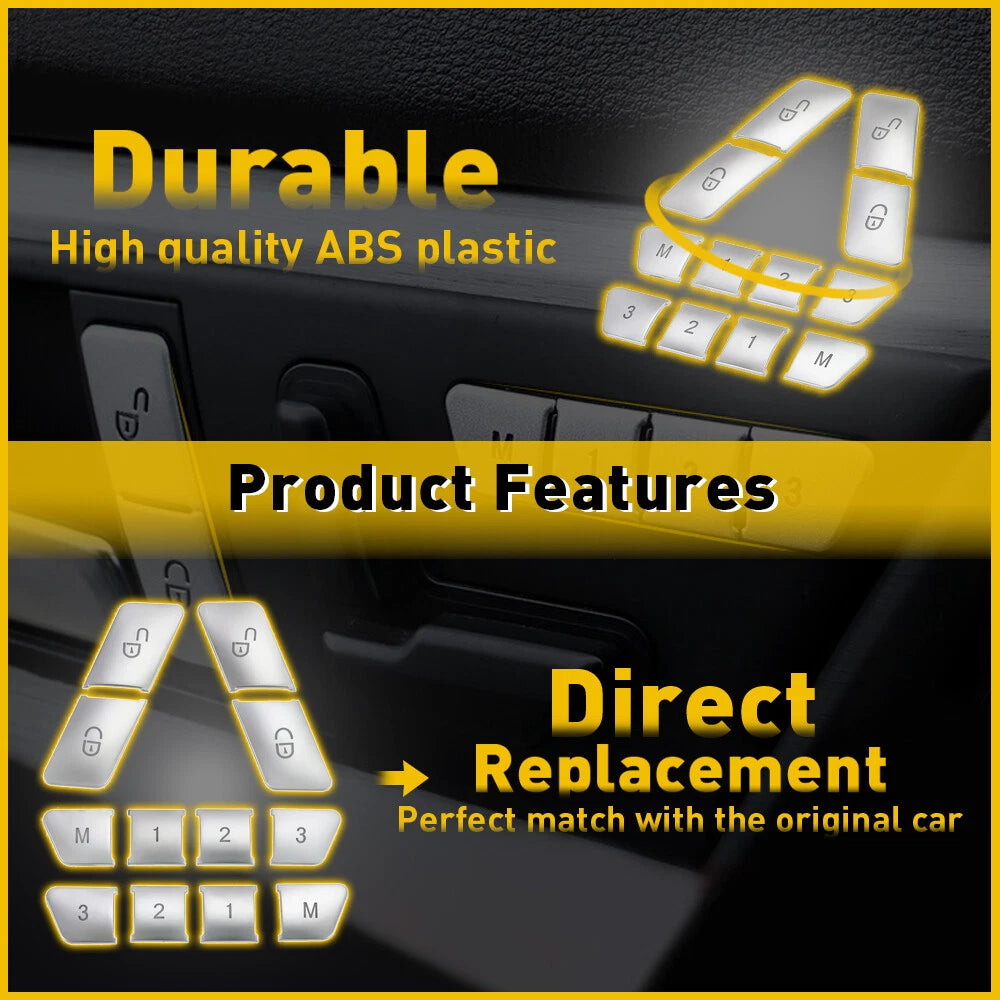 Door Lock Unlock Switch Seat Button Cover for Sticker Set Mercedes-Benz W204 CLA