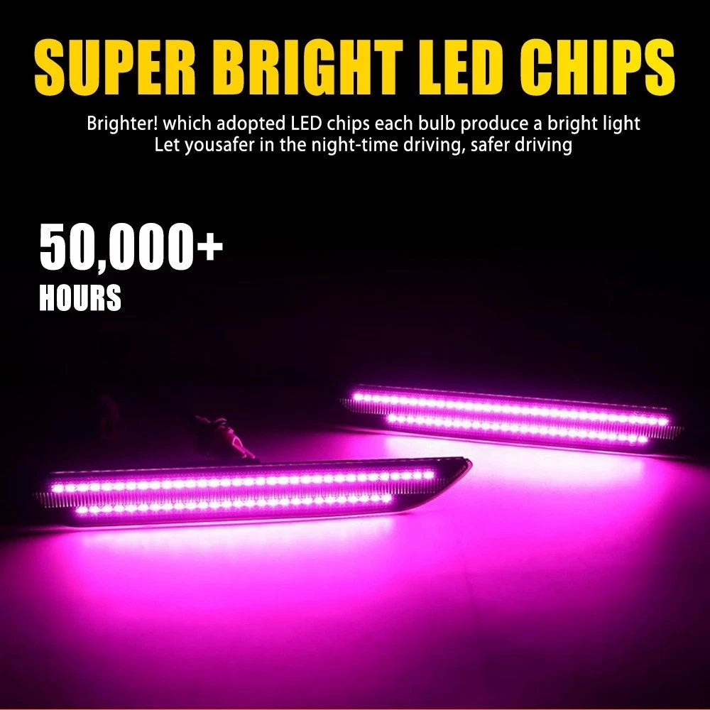 2x Rear Bumper LED Side Marker Light for 2015-2023 Ford Mustang Pink Purple Lamp