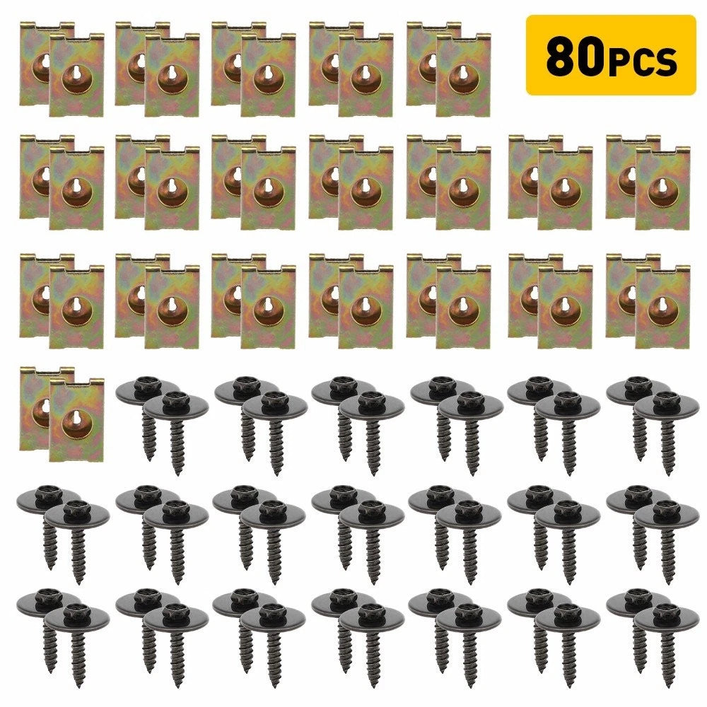 For BMW Engine Under Cover Splash Shield Guard Body Bolts & U-nut Clips 40-80PCS