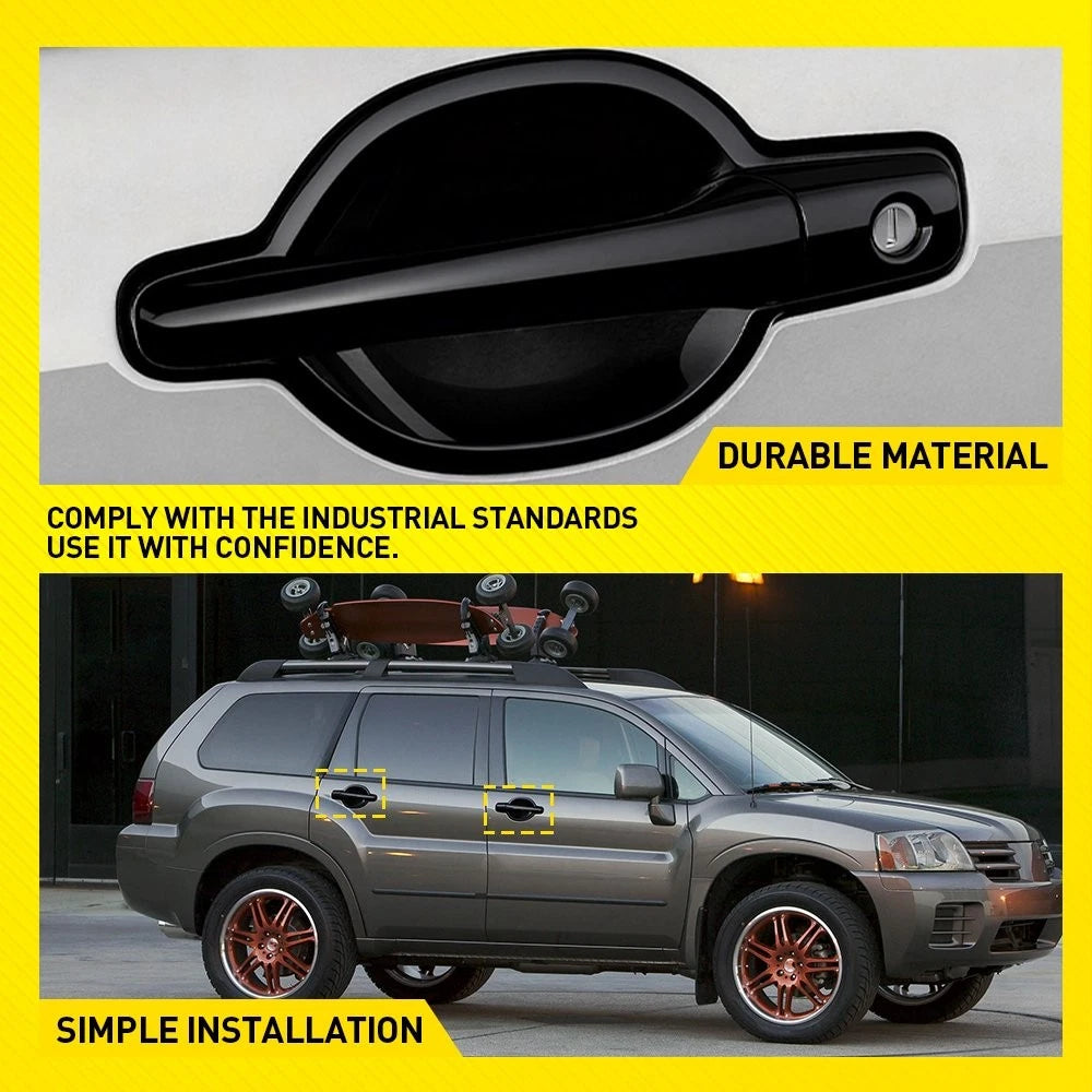 Front Rear Fit 2004-2011 Mitsubishi Endeavor Exterior Outside Black Door Handle