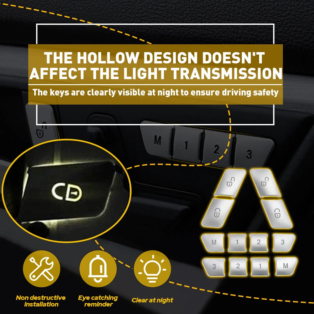 Door Lock Unlock Switch Seat Button Cover for Sticker Set Mercedes-Benz W204 CLA