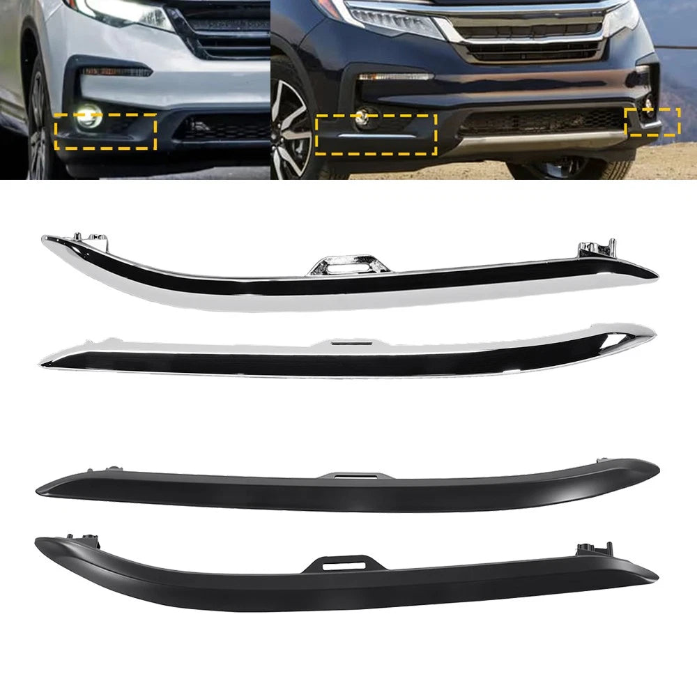 Black/Chrome Bumper Trim for 2019-2022 Honda Pilot Front Left Right Upper Lower