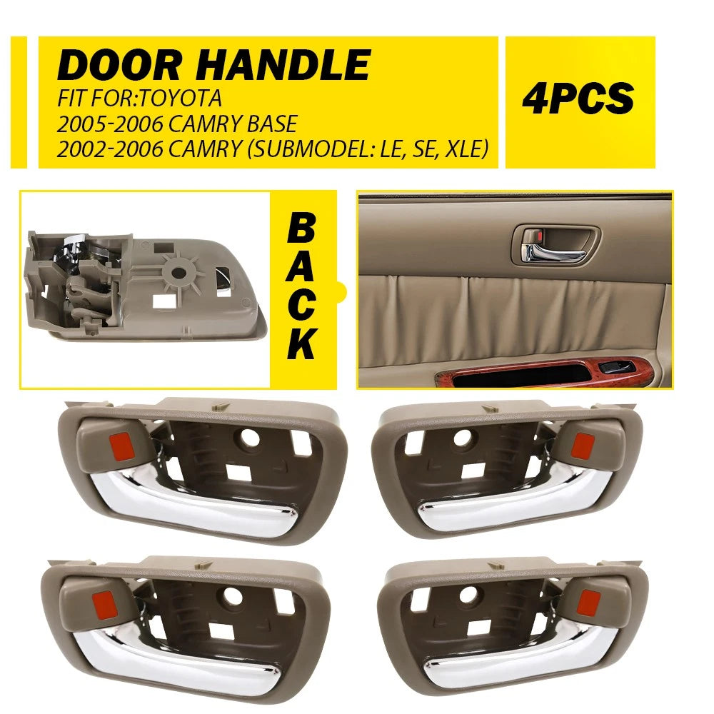 1/2/4PCS Beige Interior Door Chrome Handle for Toyota Camry 2002-2006 Left Right