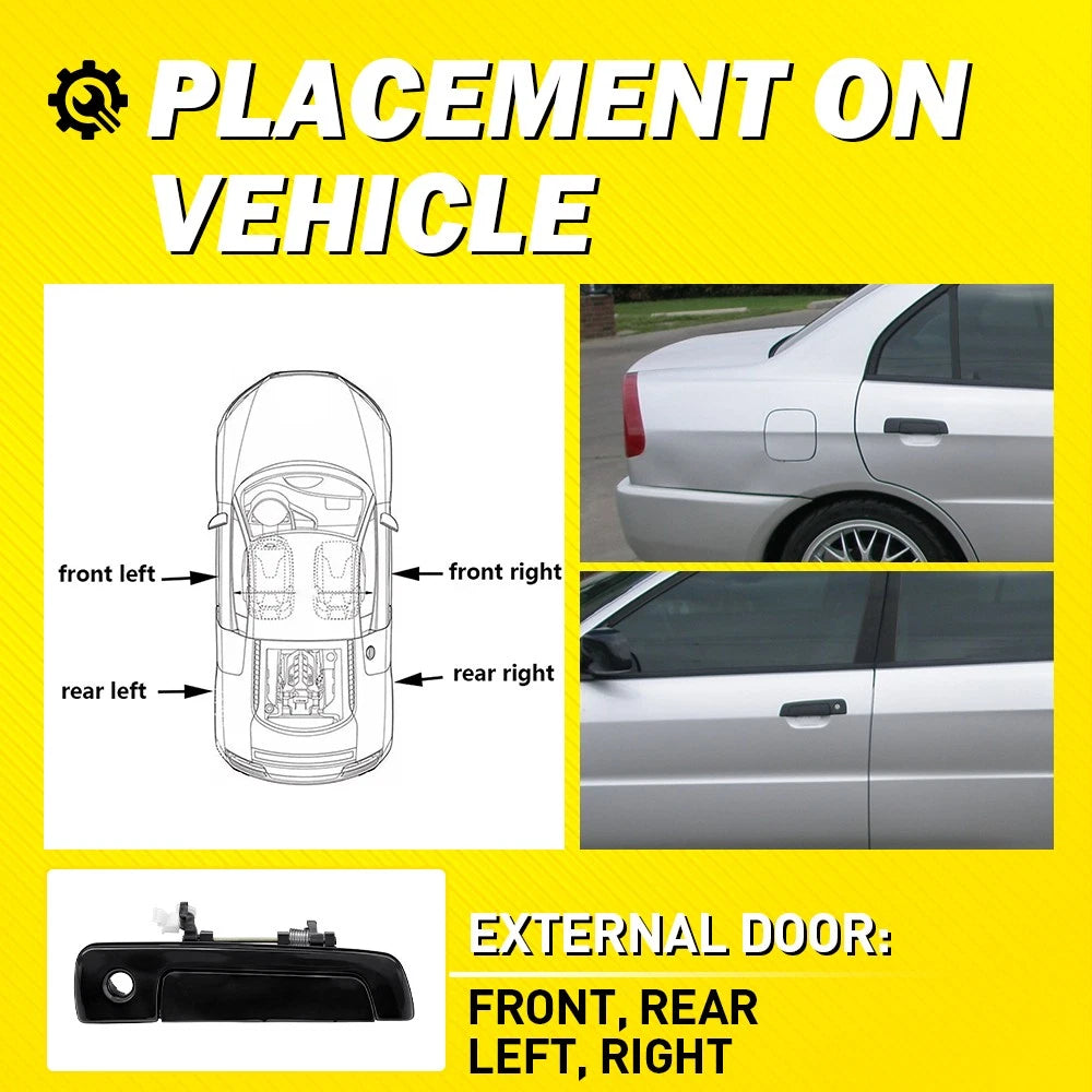 4PCS Front Rear Left Right Exterior Door Handles for Mitsubishi Mirage 1997-2002