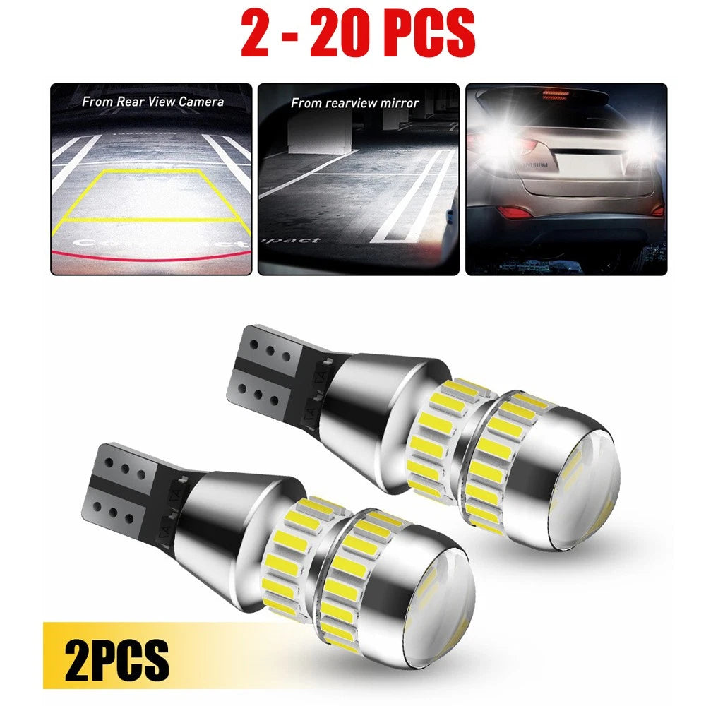 2-20X AUXITO 921 912 LED Reverse Back up Light Bulb 3000LM 6000K Super White T15