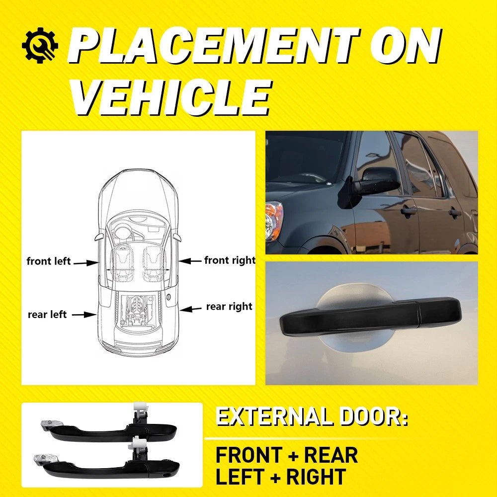 Exterior Door Handles Front Rear Left Right Set of 4 for Honda 2005-2006 CR-V SE