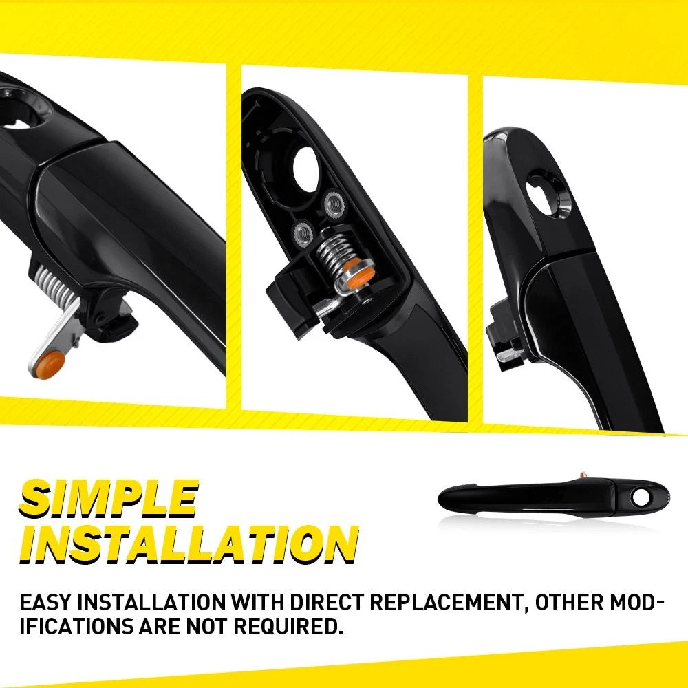 Front Left&Right 2PCS Door Handle Exterior Black Fit 2007-2013 Chevrolet Impala