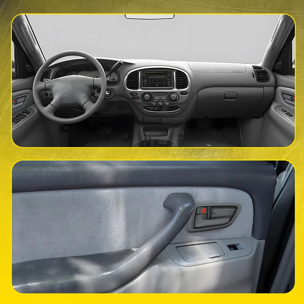 4x Gray Inner Door Handle + Bezel Fit 2004-2006 Toyota Tundra Pickup Crew Cab