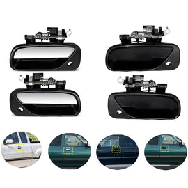 1/2 Left/Right Exterior Door Handle Front Chrome Black for Toyota T100 1993-1998