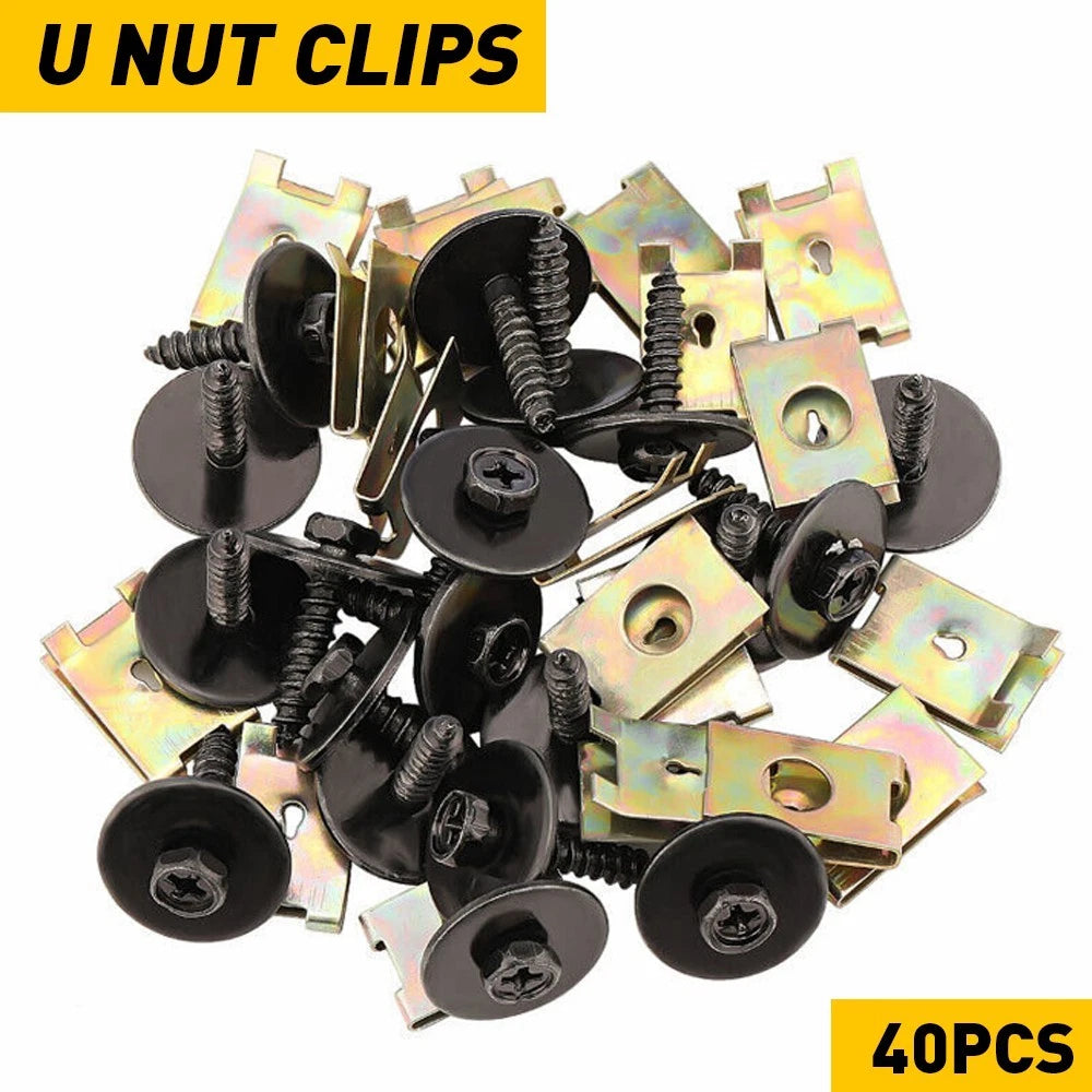 Metal Car Body Fender Screw Bumper U Retainer Nut Clips Gasket Fastener 40-400X