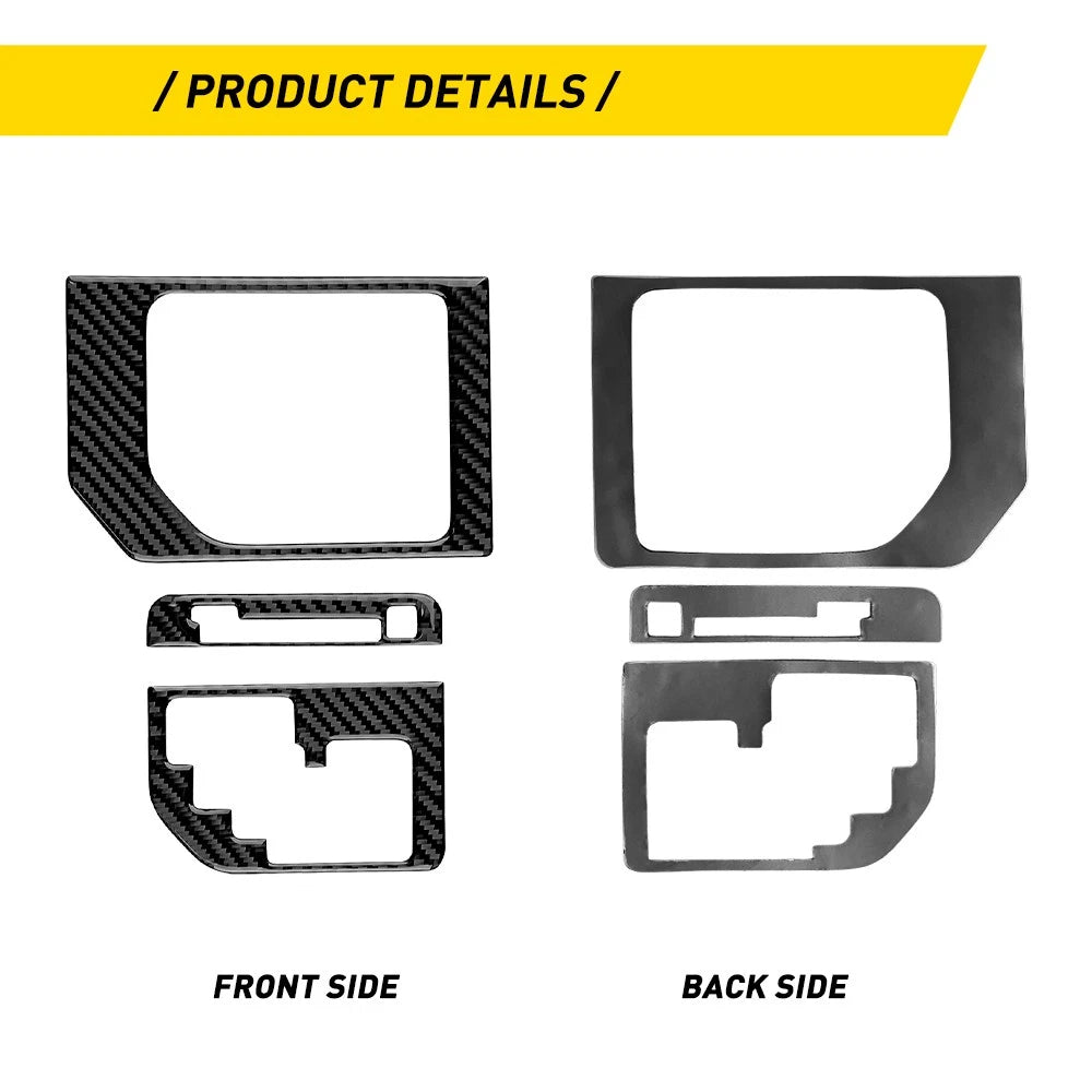 3x Gear Shift Cover Interior Decor Trim Carbon Fiber Fit Toyota Tundra 2014-2021