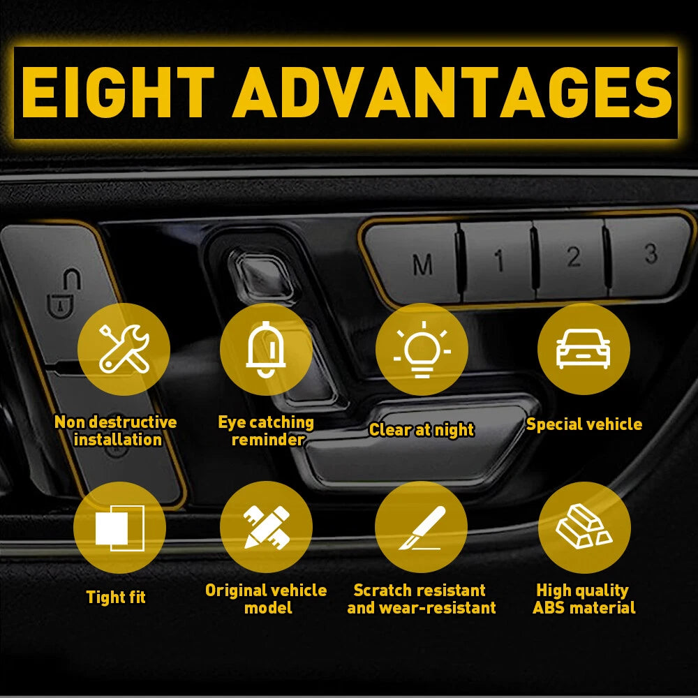 Door Lock Unlock Switch Seat Button Cover for Sticker Set Mercedes-Benz W204 CLA