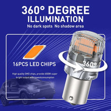 Load image into Gallery viewer, Pair 1156 Amber LED Turn Tail Signal Light Bulb Error Free SMD Silver BRS Bright