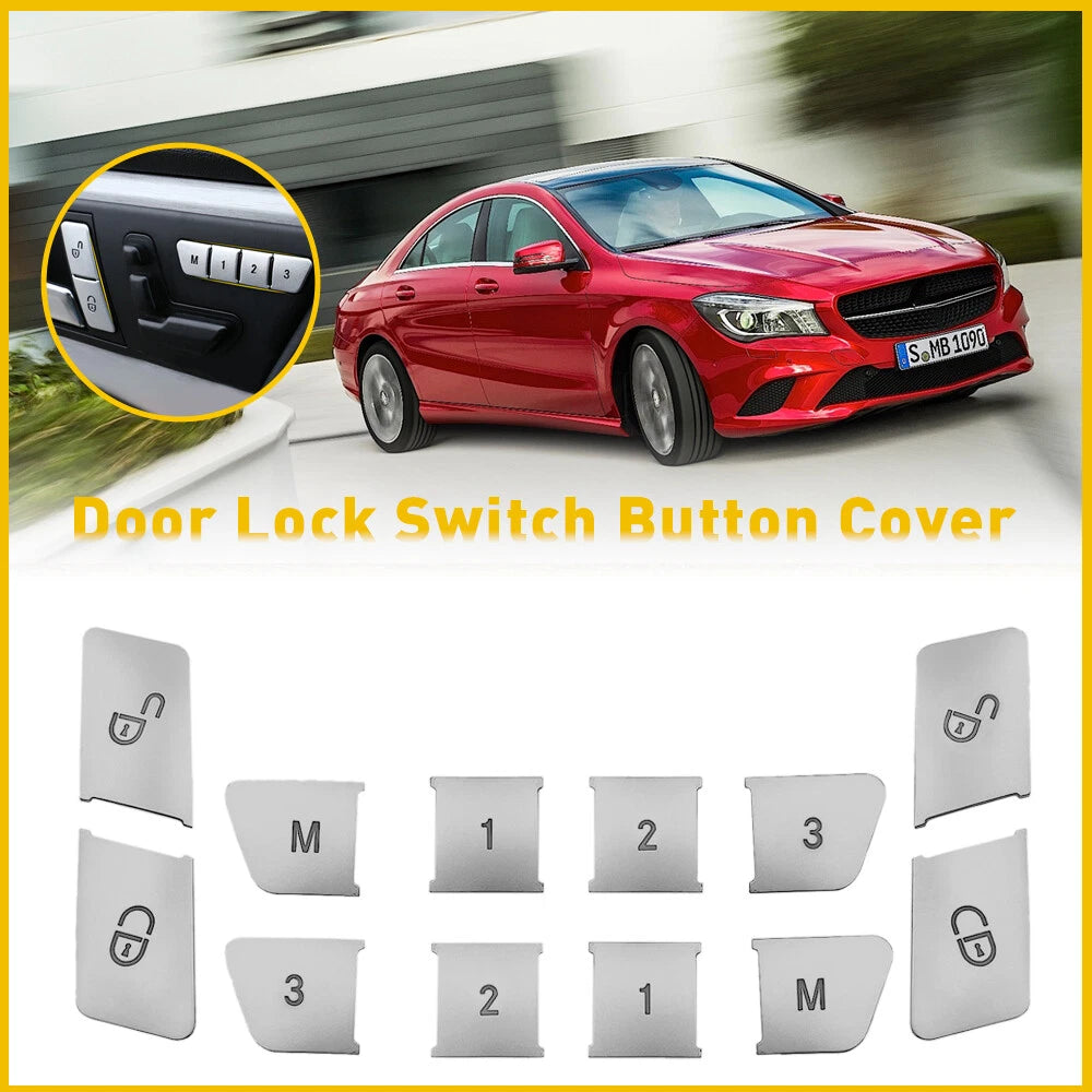 Door Lock Unlock Switch Seat Button Cover for Sticker Set Mercedes-Benz W204 CLA