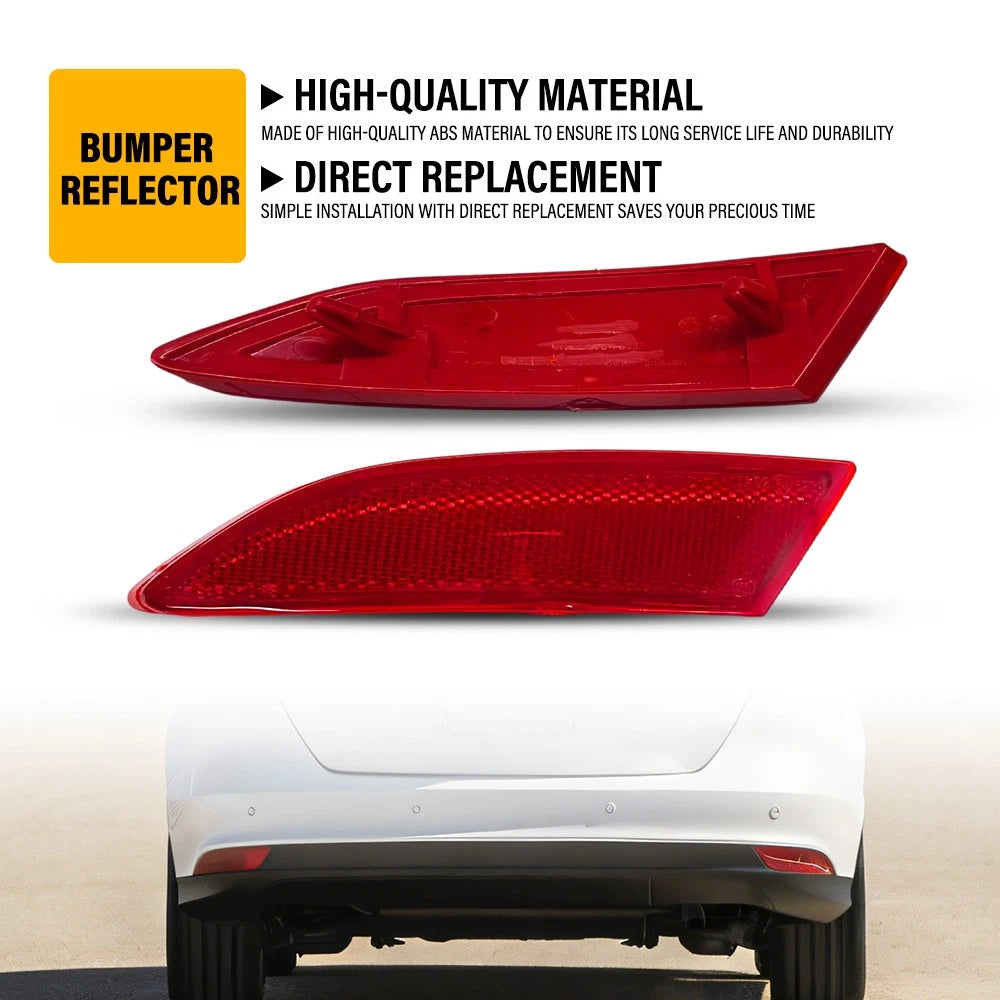 For 2012-2018 Ford Focus Rear Bumper Reflector Driver & Passenger Side 2PCS Red