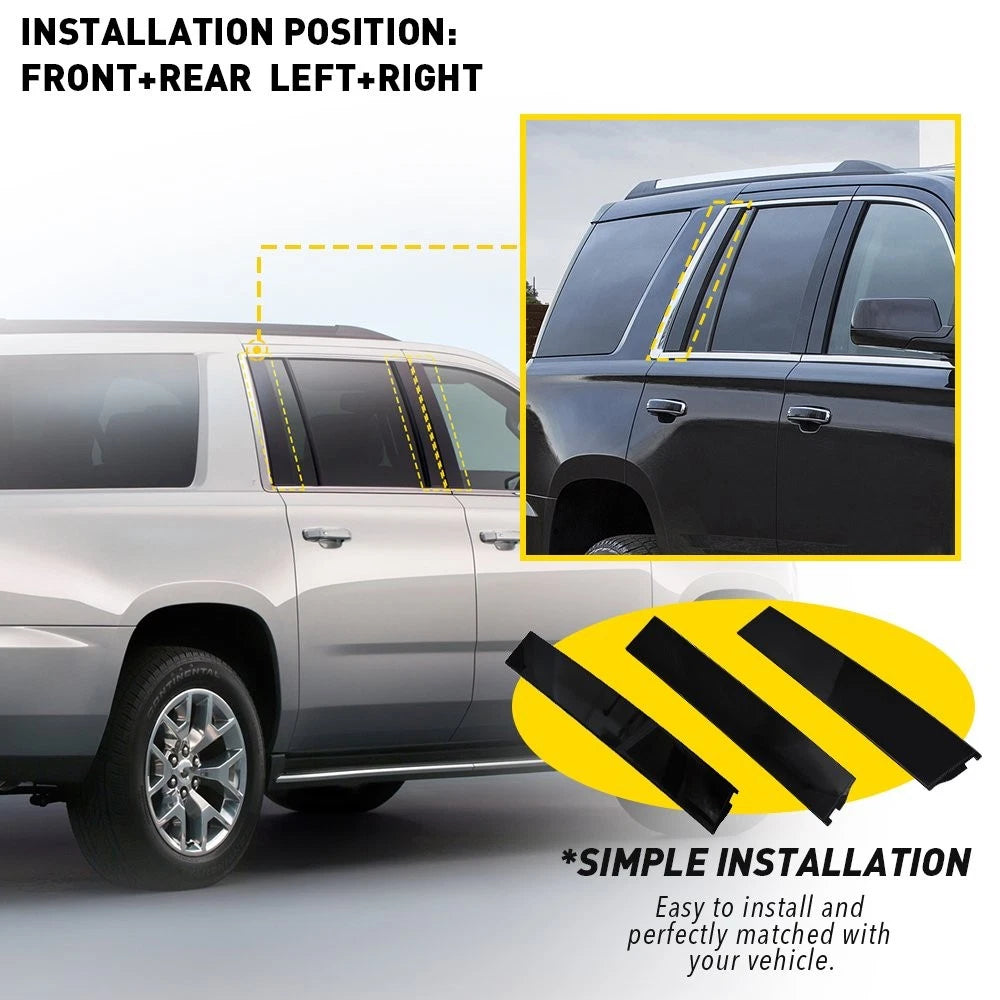 Door Molding Window Trim Glossy Black For Chevy Tahoe GMC Yukon Suburban 2015-18