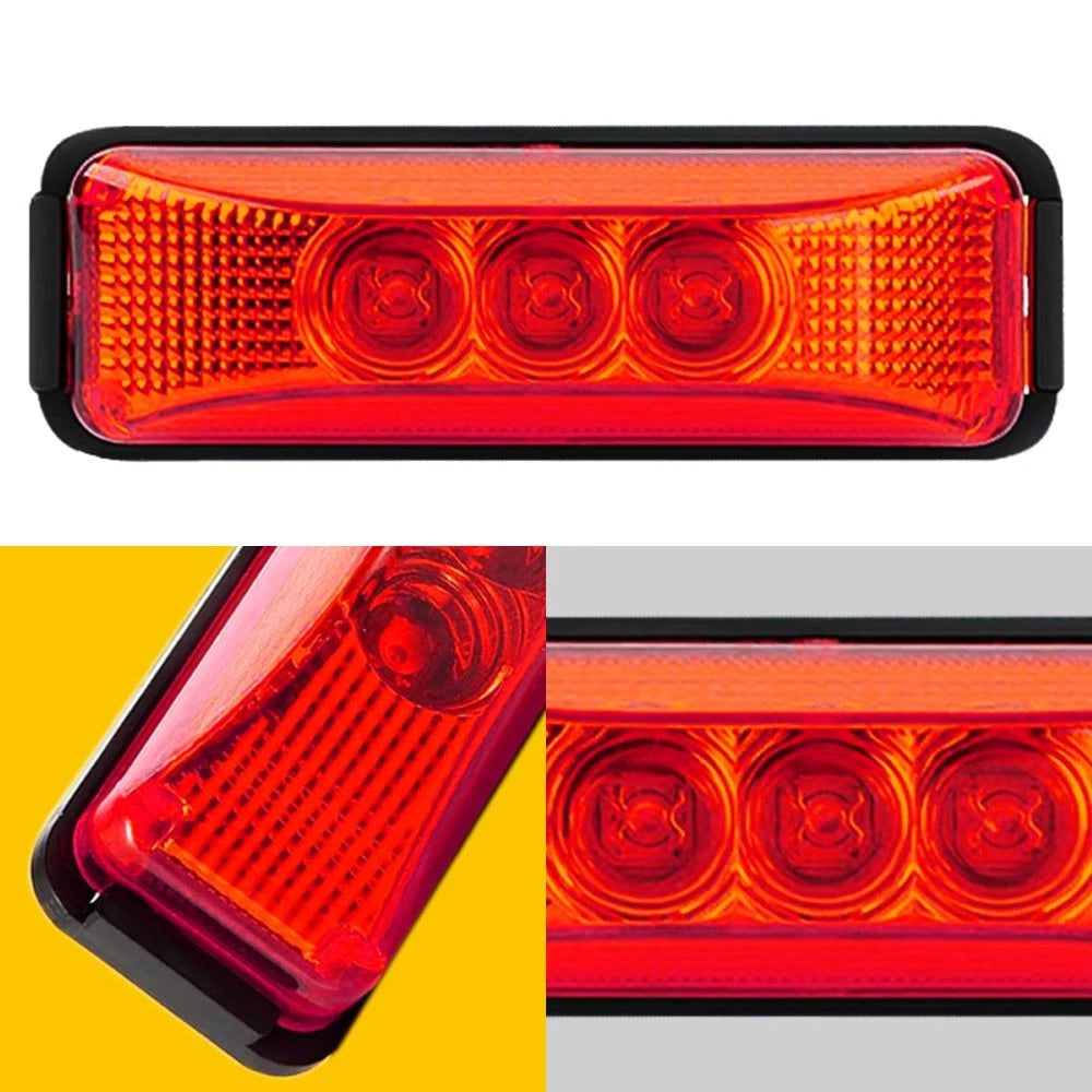 4pcs Lights 3-LED Trailer Marker Truck Clearance Side Light Waterproof Red Amber