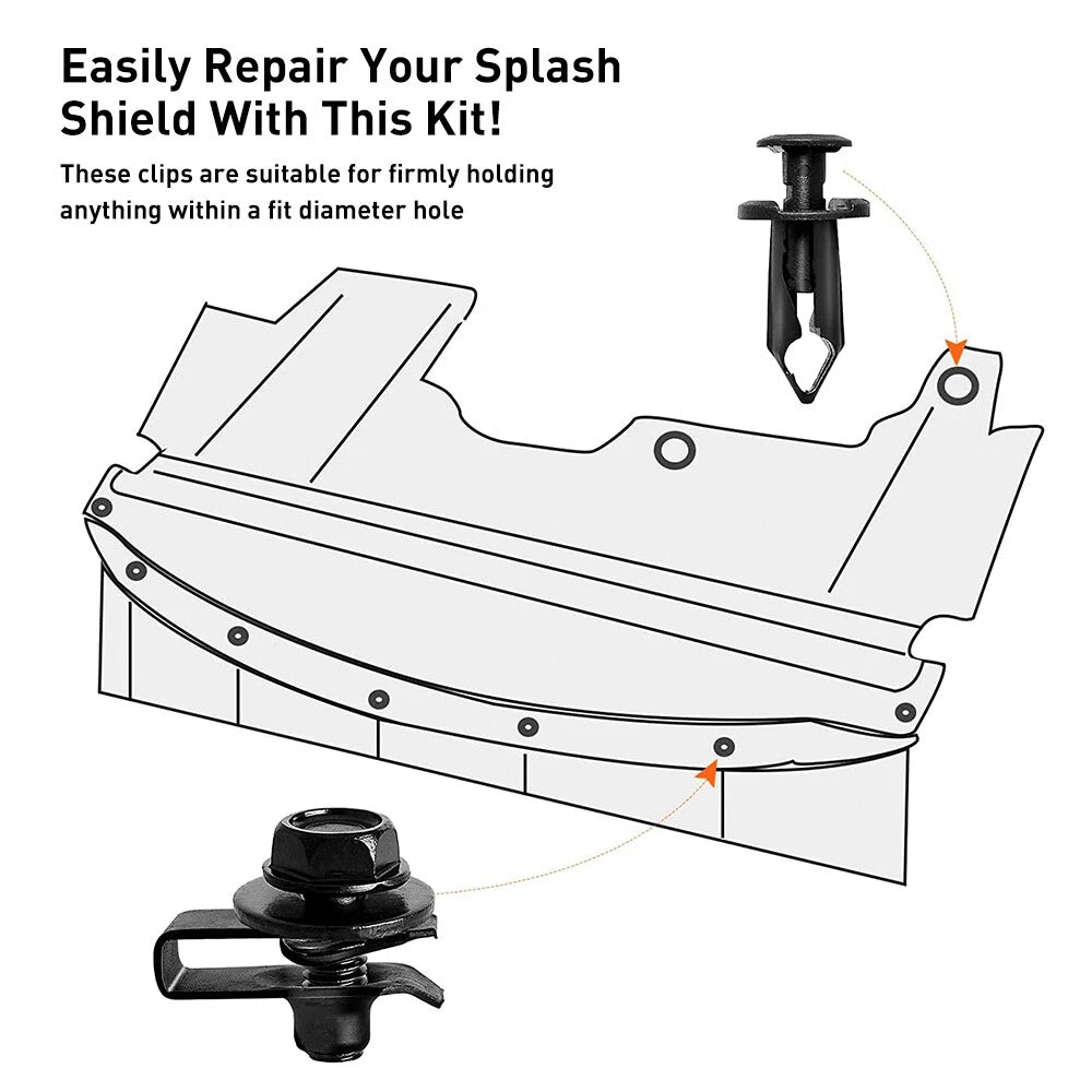 28pcs Car Shield Splash Engine Kit Body Screw Bolts Nut Fender Bumper Clip Rivet