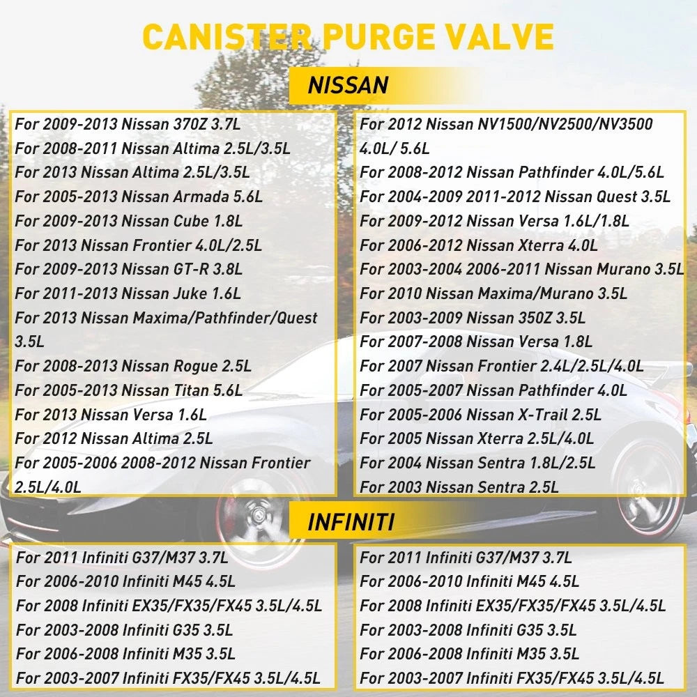 Vapor Canister Purge Solenoid Valve Fit Nissan 2008-2011 Altima 2.5L/3.5L