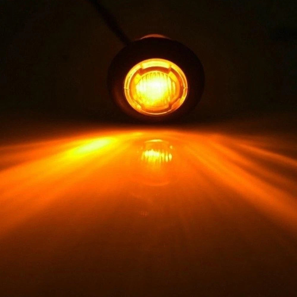 3/4" Round Amber LED Signal Trailer Truck Clearance Side Marker Lights 10-100PCS