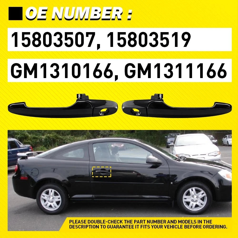 Front Left&Right 2PCS Door Handle Exterior Black Fit 2007-2013 Chevrolet Impala