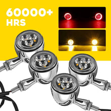 Load image into Gallery viewer, 4PCS Motorcycle LED DRL Turn Signal Light Indicator Amber Red Chrome Front Rear