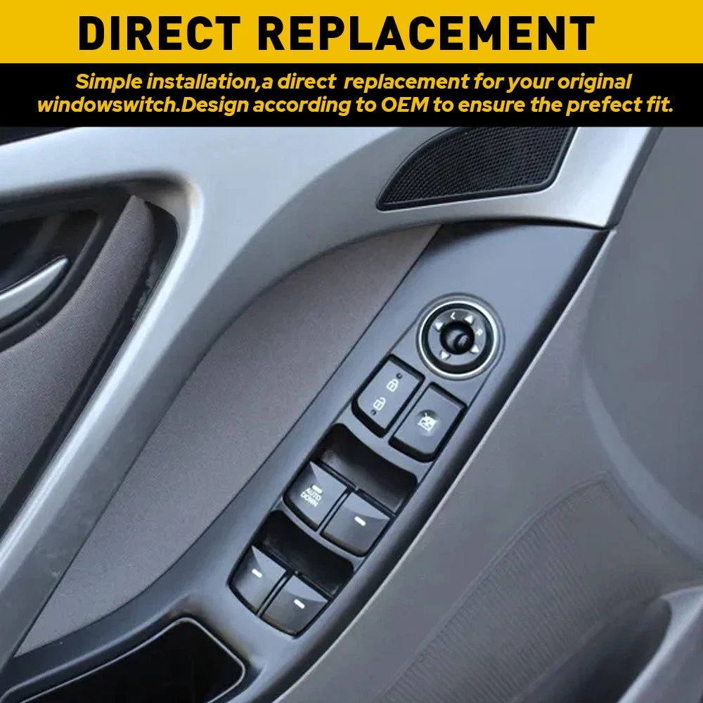 Black Left Master Driver Door Power Window Switch for Hyundai Elantra 2011-2016