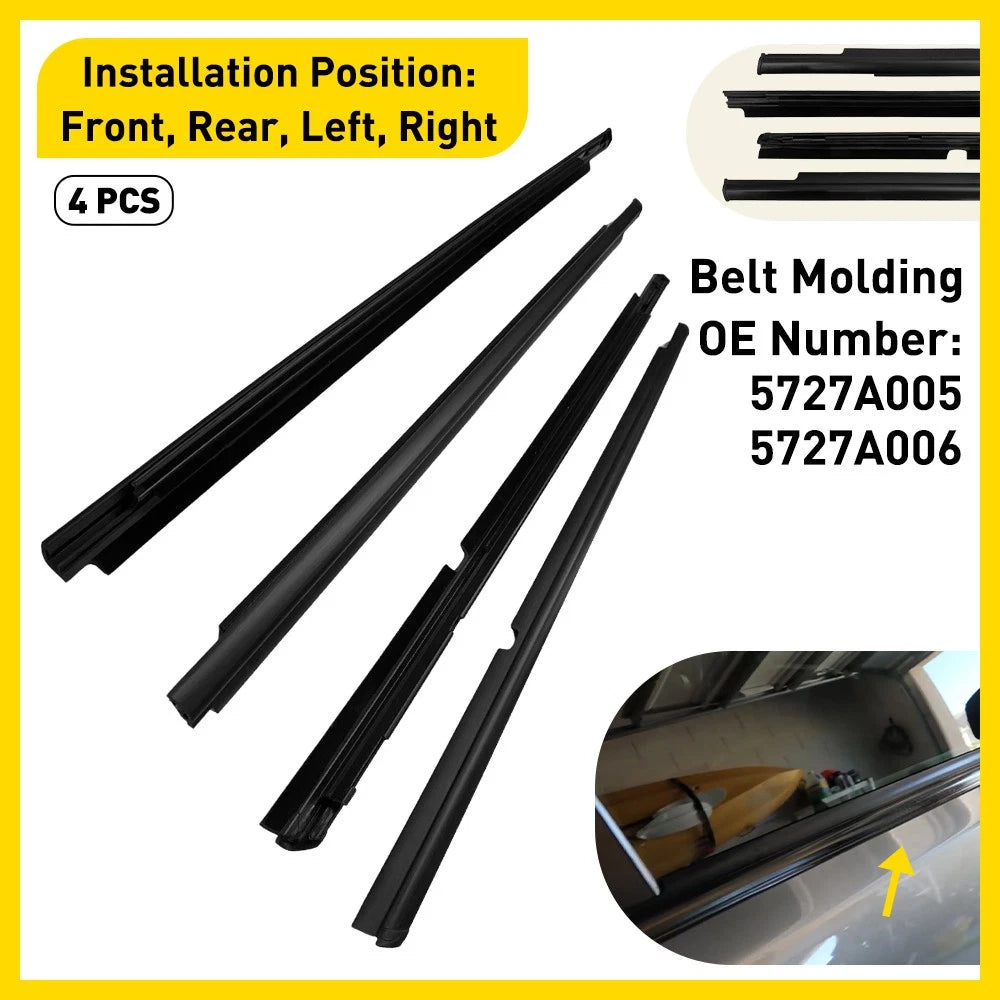 4-40x Weatherstrip Window Molding Trim Seal Belt for 2008-2017 Mitsubishi Lancer
