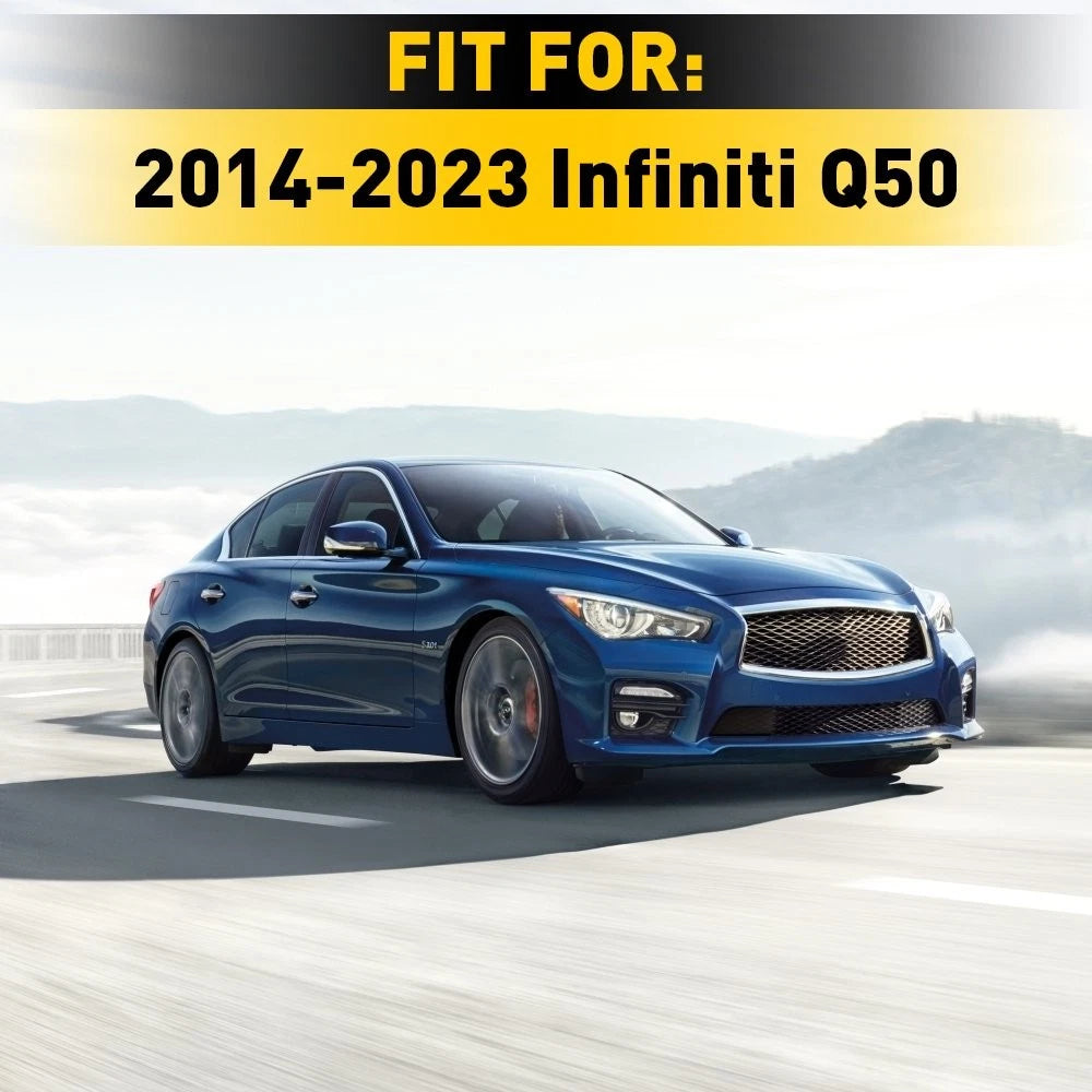 For 2014-2023 Infiniti Q50 Glossy Black Eyebrow Eyelid Trim Headlight Rear 2-20x