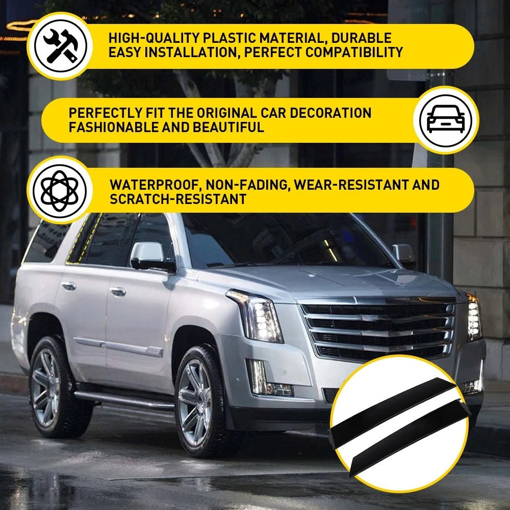 Gloss Black Window B Pillar Posts Trim Cover For Chevy Tahoe GMC Yukon 2015-2018
