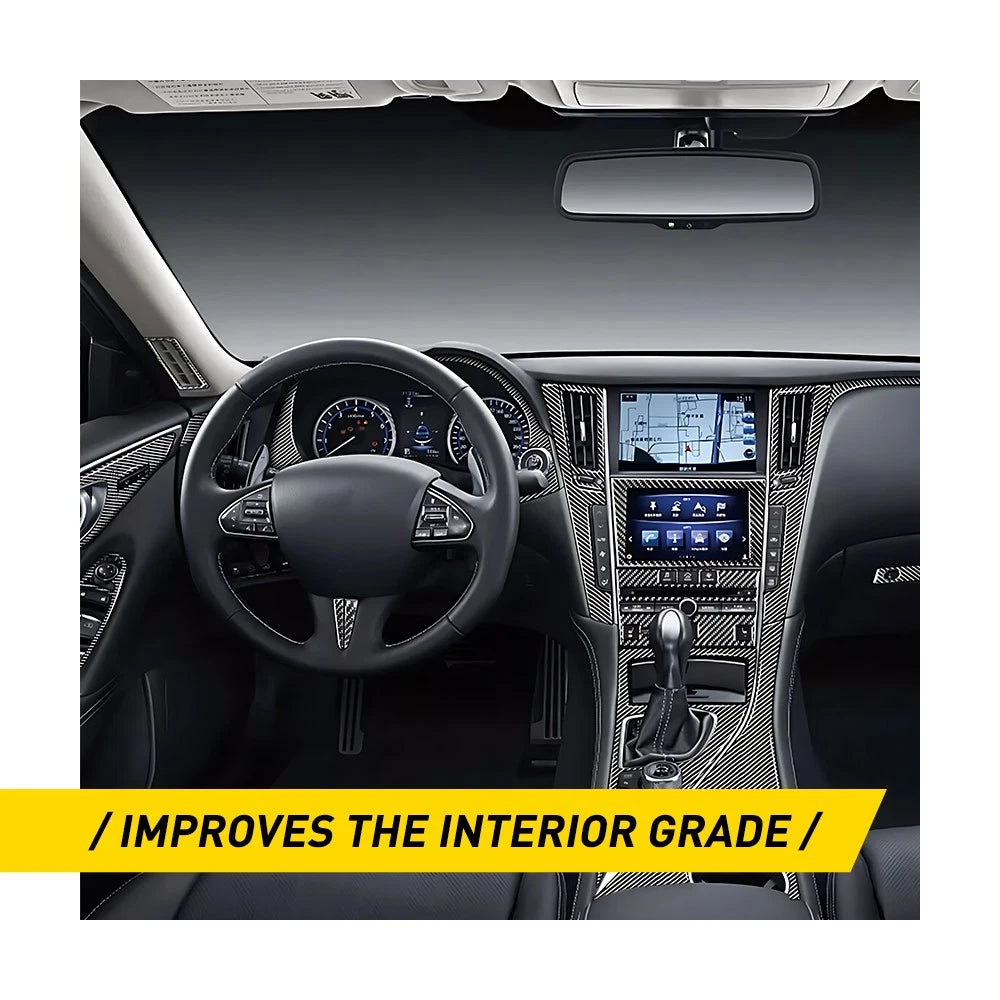 For Infiniti Q50 Q60 2014-2020 Interior Trim Cover Decal Kit Real Carbon Fiber
