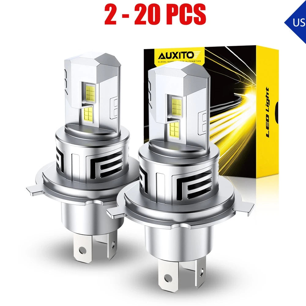 2-20X AUXITO 9003 H4 LED Headlight Bulb Hi Low Beam Combo 6500K White Canbus M6S