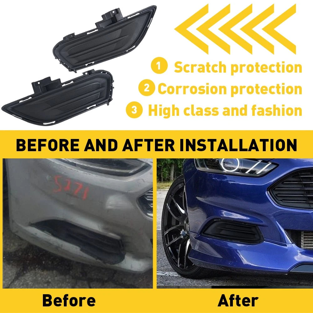 Front Bumper Fog Insert Left+Right Light Fit Cover For 2013-2016 Ford Fusion