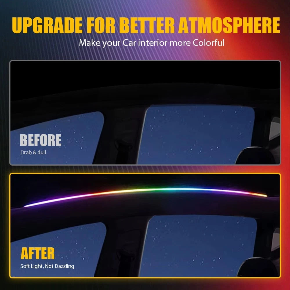 Full Color LED Sunroof Light Car Roof Panoramic Skylight Ambient Light RGB Strip