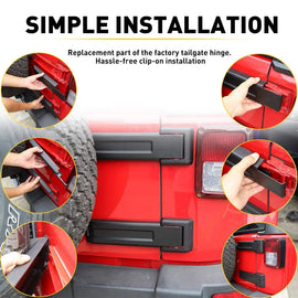 Tailgate Hinge Covers Trim For 2007-2018 Jeep JK Wrangler 55397091AC, 55397092AC