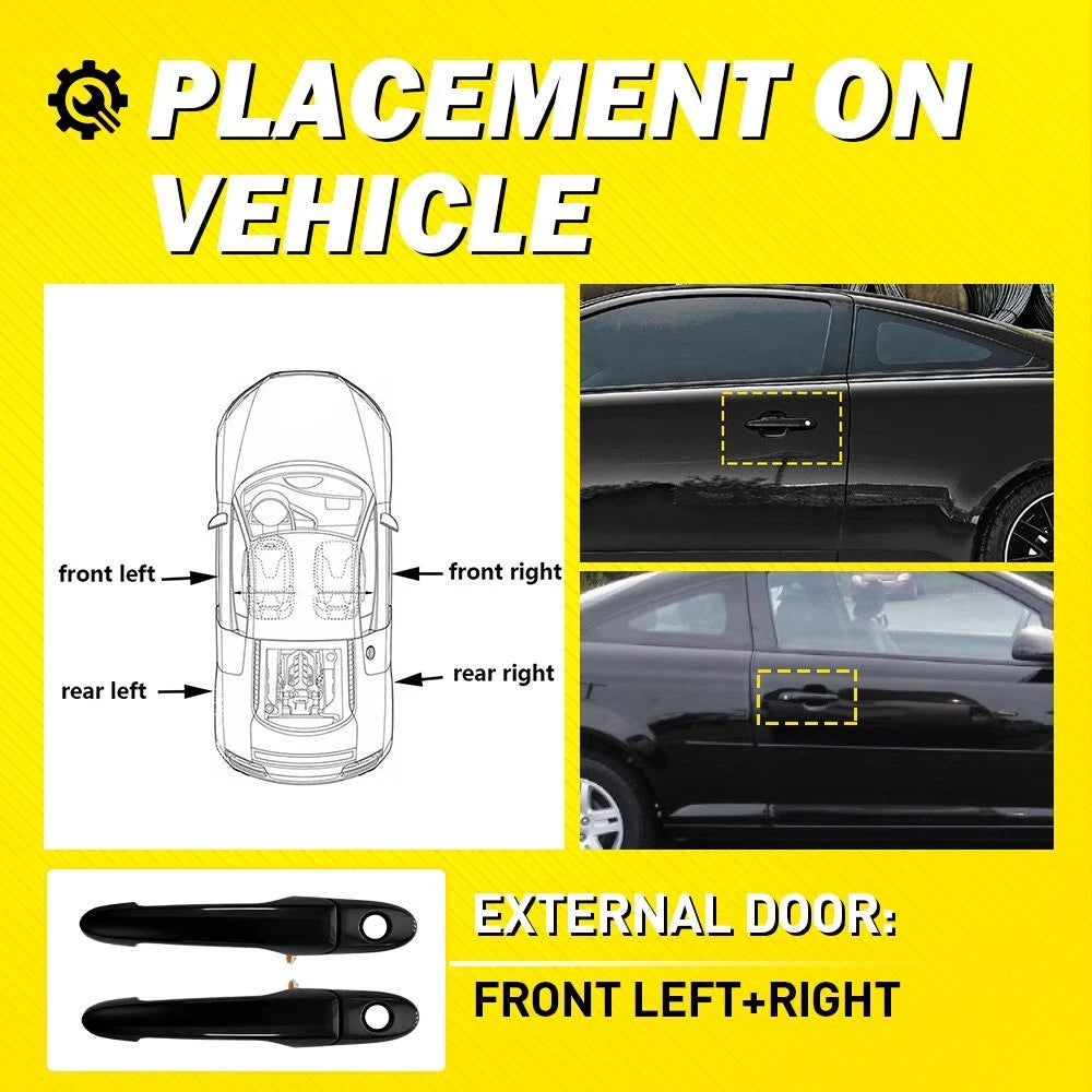 Front Left&Right 2PCS Door Handle Exterior Black Fit 2007-2013 Chevrolet Impala