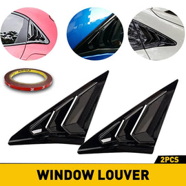 2x Quarter Window Louver Cover For Honda 2016-2021 Civic Rear Side Glossy Black