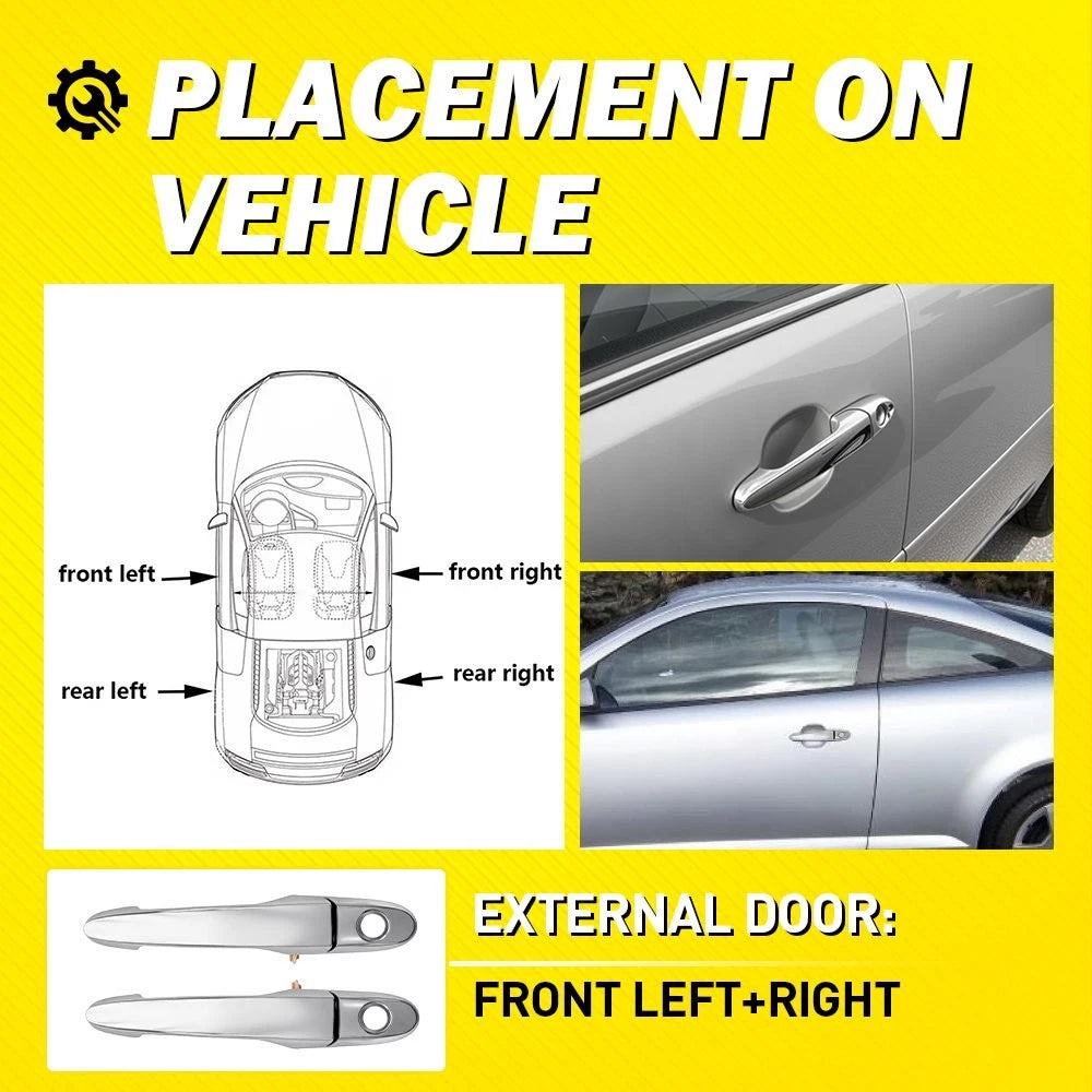 For 2007-2010 Saturn Sky Chrome Exterior Door Handles Bar Front Left&Right 2-20X