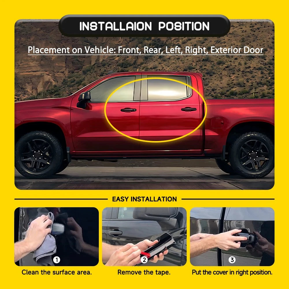 4x Matte Black Outer Door Handle Covers for 2019-2025 Chevy Silverado GMC Sierra