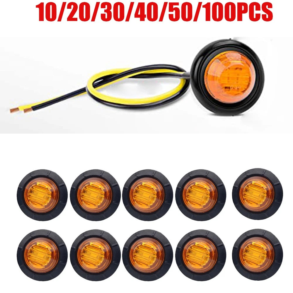 3/4" Round Amber LED Signal Trailer Truck Clearance Side Marker Lights 10-100PCS