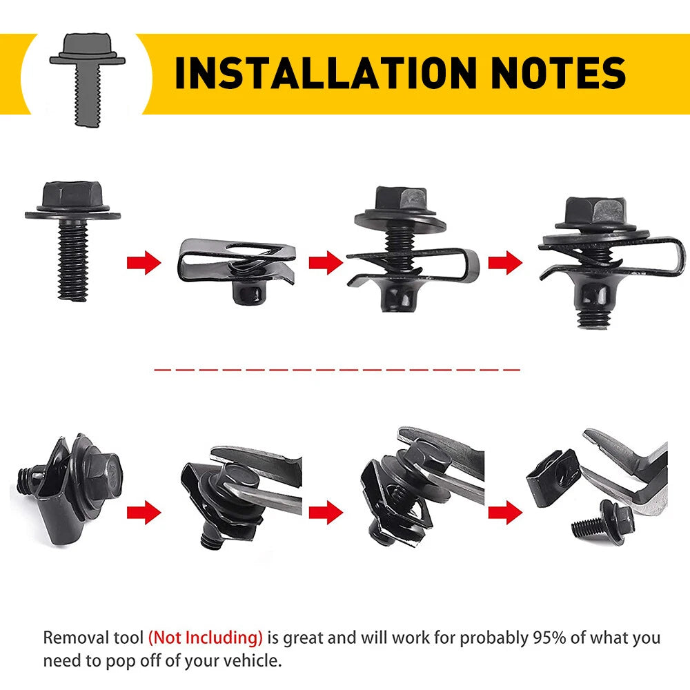 28pcs Car Shield Splash Engine Kit Body Screw Bolts Nut Fender Bumper Clip Rivet